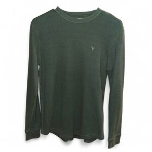 American Eagle Green Waffle Knit Long Sleeve Thermal Top XS